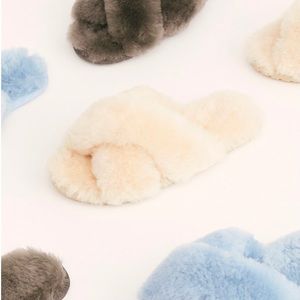 Free People Lamo Callie Crossband Slippers Ivory 8